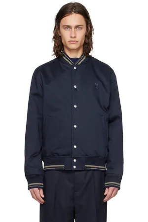Maison Kitsuné Navy Button Bomber Jacket