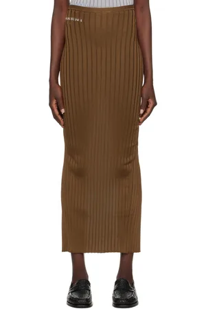Marni Brown Ribbed Maxi Skirt