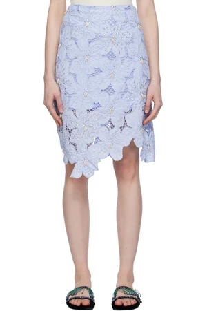 WALES BONNER Blue Constellation Midi Skirt