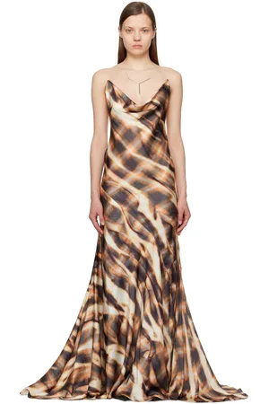 Y / PROJECT Brown Invisible Strap Maxi Dress