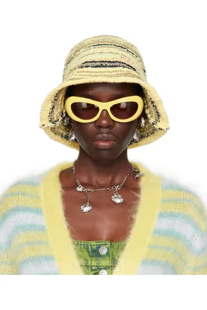 Marni Yellow & Navy Embroidered Bucket Hat