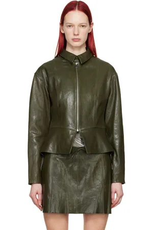 Paloma Wool Green Fabia Leather Jacket