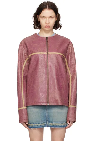 Guess Pink Crackle Leather Jacket