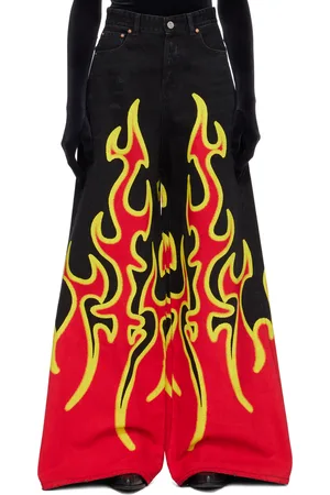 Vetements Black & Red Fire Big Shape Jeans