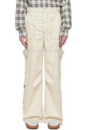 Acne Studios Off-White Faded Faux-Leather Cargo Pants