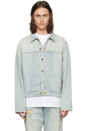 424 FAIRFAX Blue Pleated Denim Jacket