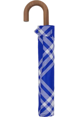 Burberry Blue & White Check Folding Umbrella