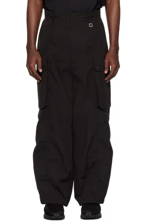 WOOYOUNGMI Black Curved Cargo Pants