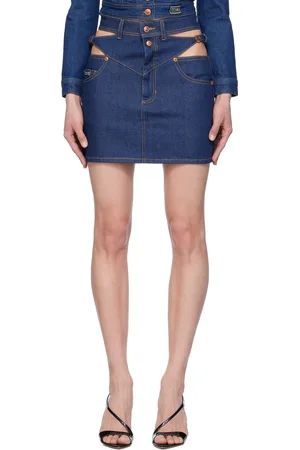 VERSACE Indigo Cutout Denim Miniskirt