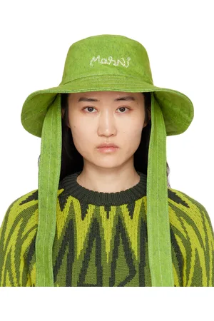 Marni Green Marble Dyed Bleached Bucket Hat