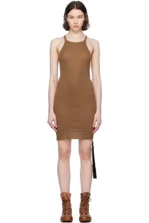 Rick Owens Brown Racer Back Minidress