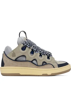 Lanvin Gray & Navy Leather Curb Sneakers