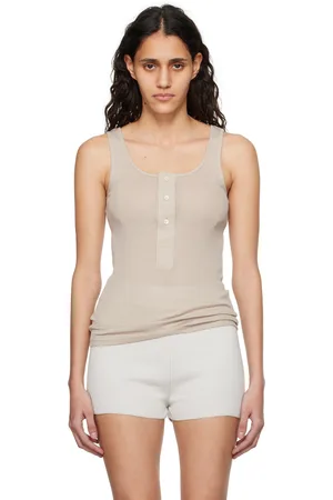 Ami Beige Button Tank Top