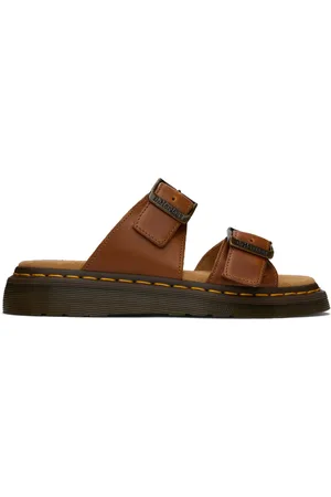 Dr. Martens Tan Josef Leather Buckle Slides