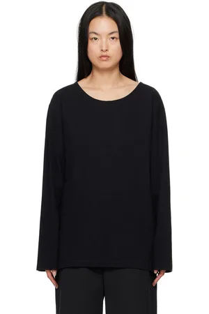 LEMAIRE Black Wide Neck Long Sleeve T-Shirt