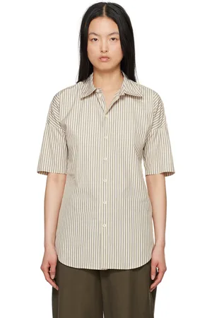 LEMAIRE Off-White & Navy Stripe Shirt