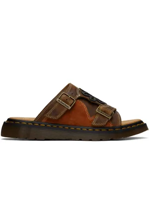Dr. Martens Brown Dayne Suede Appliqué Slides