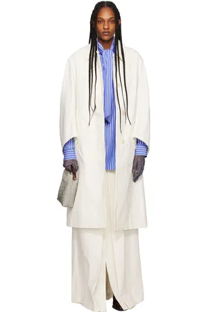 DRIES VAN NOTEN Off-White Dropped Shoulder Denim Coat