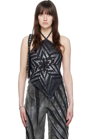 Masha Popova Halter Denim Tank Top