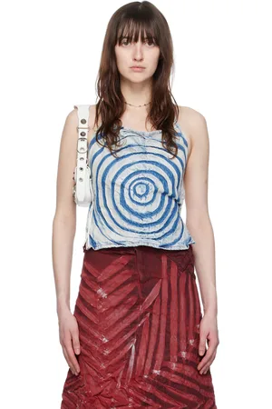 Masha Popova Blue Halter Denim Tank Top