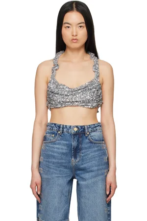 Ganni Silver 3D Sequins Camisole
