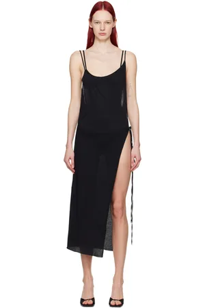 The Attico Black Vented Midi Dress