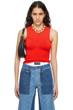 Marine Serre Red Sleeveless Sweater