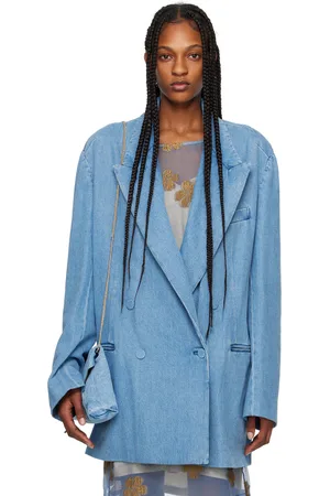 DRIES VAN NOTEN Blue Oversized Denim Blazer