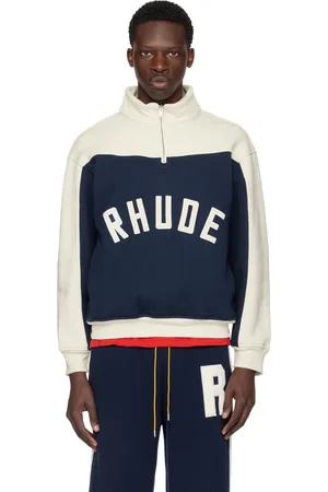 Rhude Off-White & Navy Contrast Sweatshirt