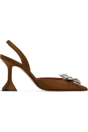 Amina Muaddi Brown Rosie Sling Heels