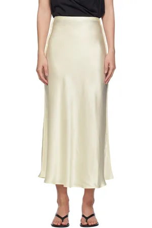Silk Laundry Beige Bias-Cut Midi Skirt