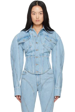 MUGLER Blue Corseted Denim Jacket
