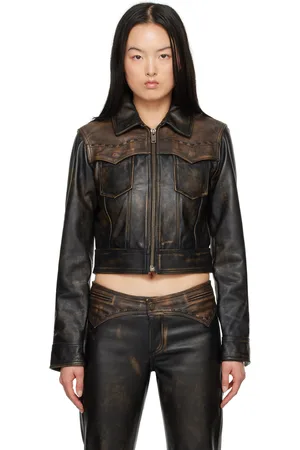 Guess Black Colorblock Leather Jacket
