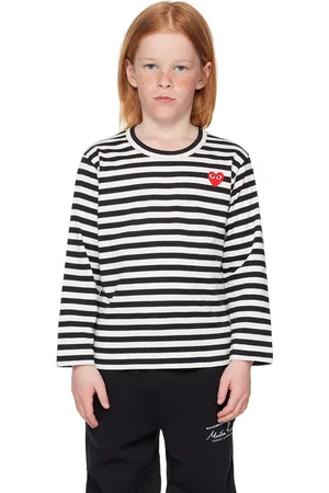 Comme des Garçons Kids Black & White Striped Long Sleeve T-Shirt