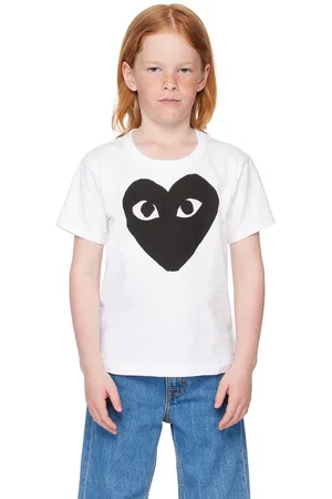 Comme des Garçons Kids White Large Black Heart T-Shirt