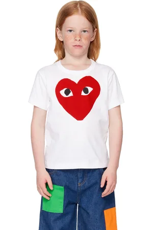 Comme des Garçons Kids White Large Red Heart T-Shirt