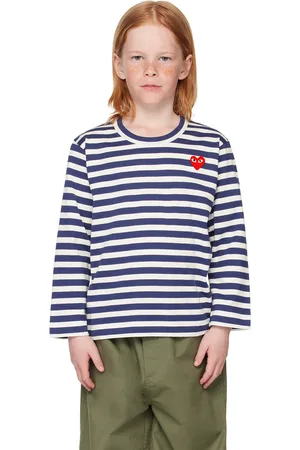 Comme des Garçons Kids Navy & White Striped Long Sleeve T-Shirt