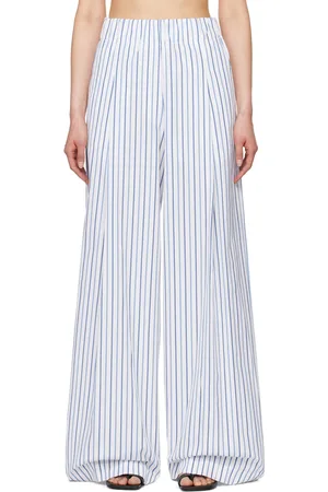 DRIES VAN NOTEN White & Blue Elasticated Trousers