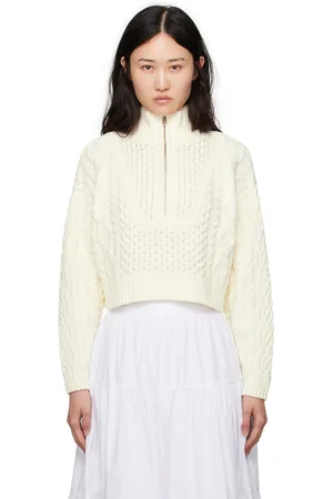 Staud Off-White Cropped Hampton Sweater