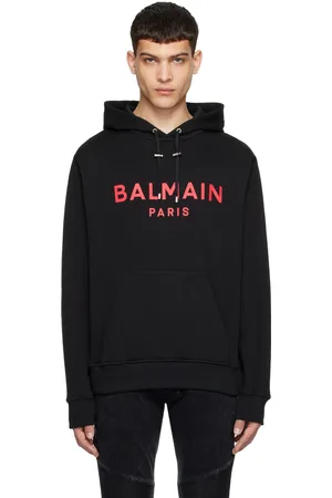 Balmain Black Paris Print Hoodie