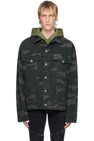 Balmain Khaki Printed Denim Jacket