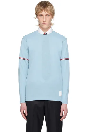 Thom Browne Blue Stripe Long Sleeve T-Shirt