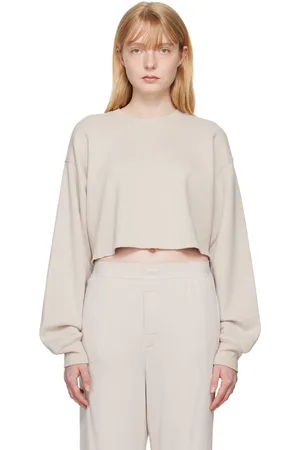 SKIMS Taupe Cotton Fleece Cropped Sweatshirt