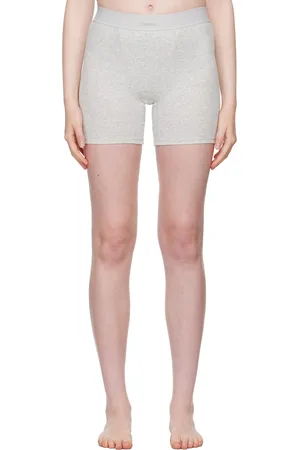 SKIMS Gray Cotton Rib Boy Shorts