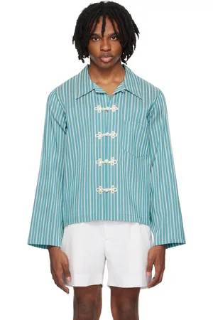 BODE Blue Shore Stripe Shirt
