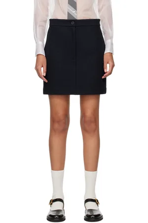 Thom Browne Navy Jacquard Miniskirt