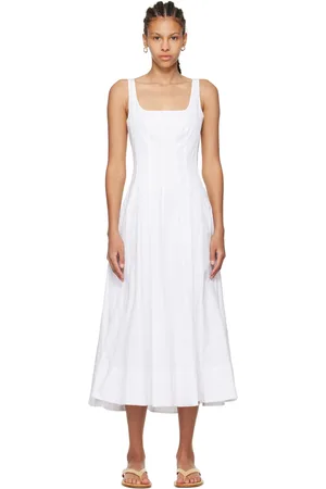 Staud White Wells Midi Dress