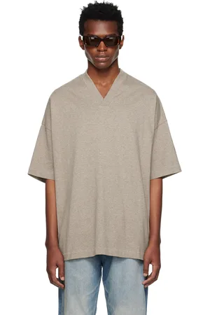 FEAR OF GOD Gray V-Neck T-Shirt