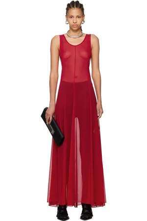 Peter Do Red Semi-Sheer Maxi Dress