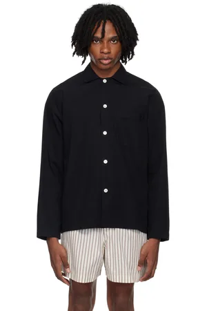 Tekla Black Long Sleeve Pyjama Shirt